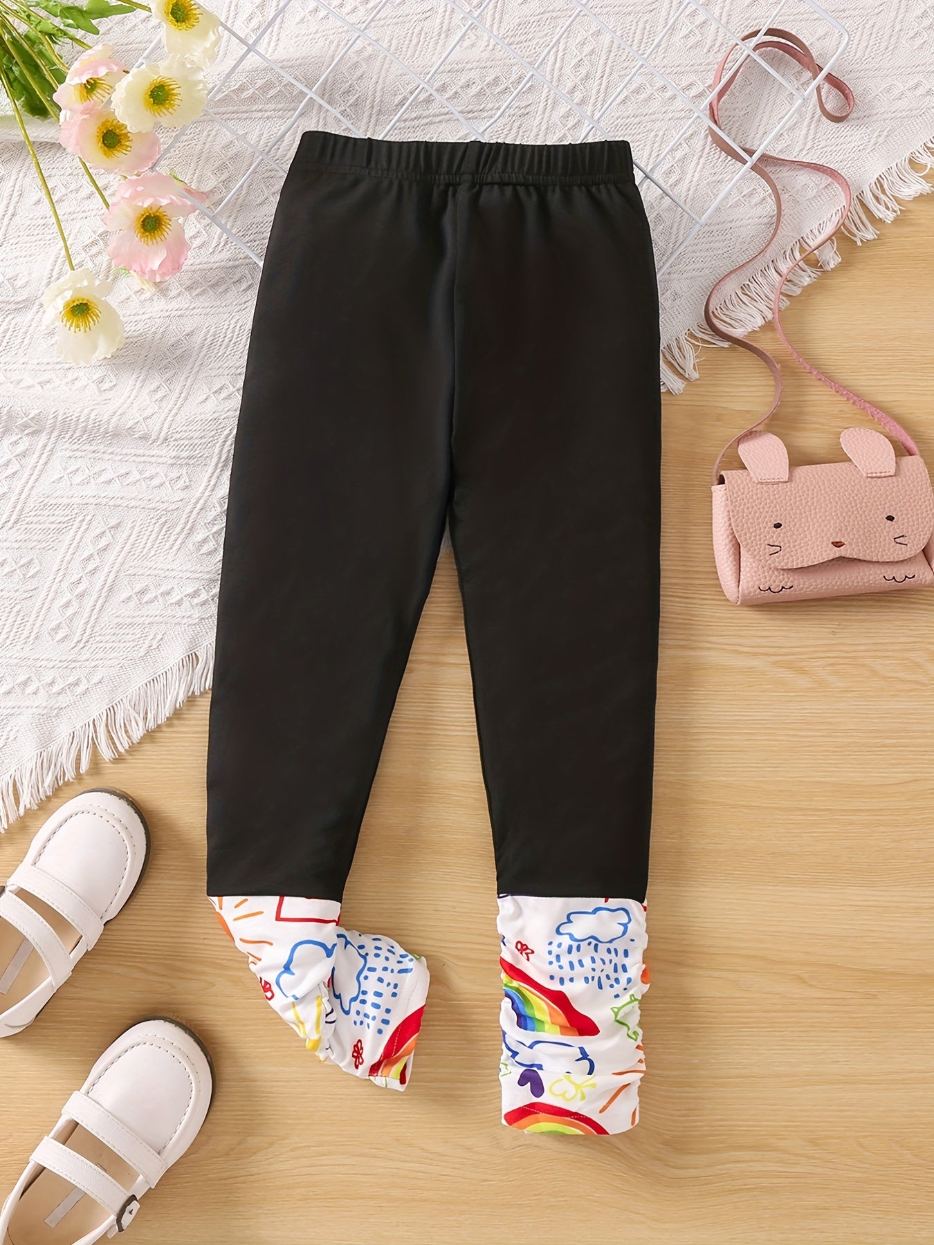 Girls Graffiti Graphic Stretch Leggings Kids Clothes