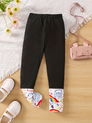 Girls Graffiti Graphic Stretch Leggings Kids Clothes