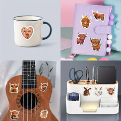 55pcs Cow Sticker for Stationery Cup Laptop Suitcases Refrigerator