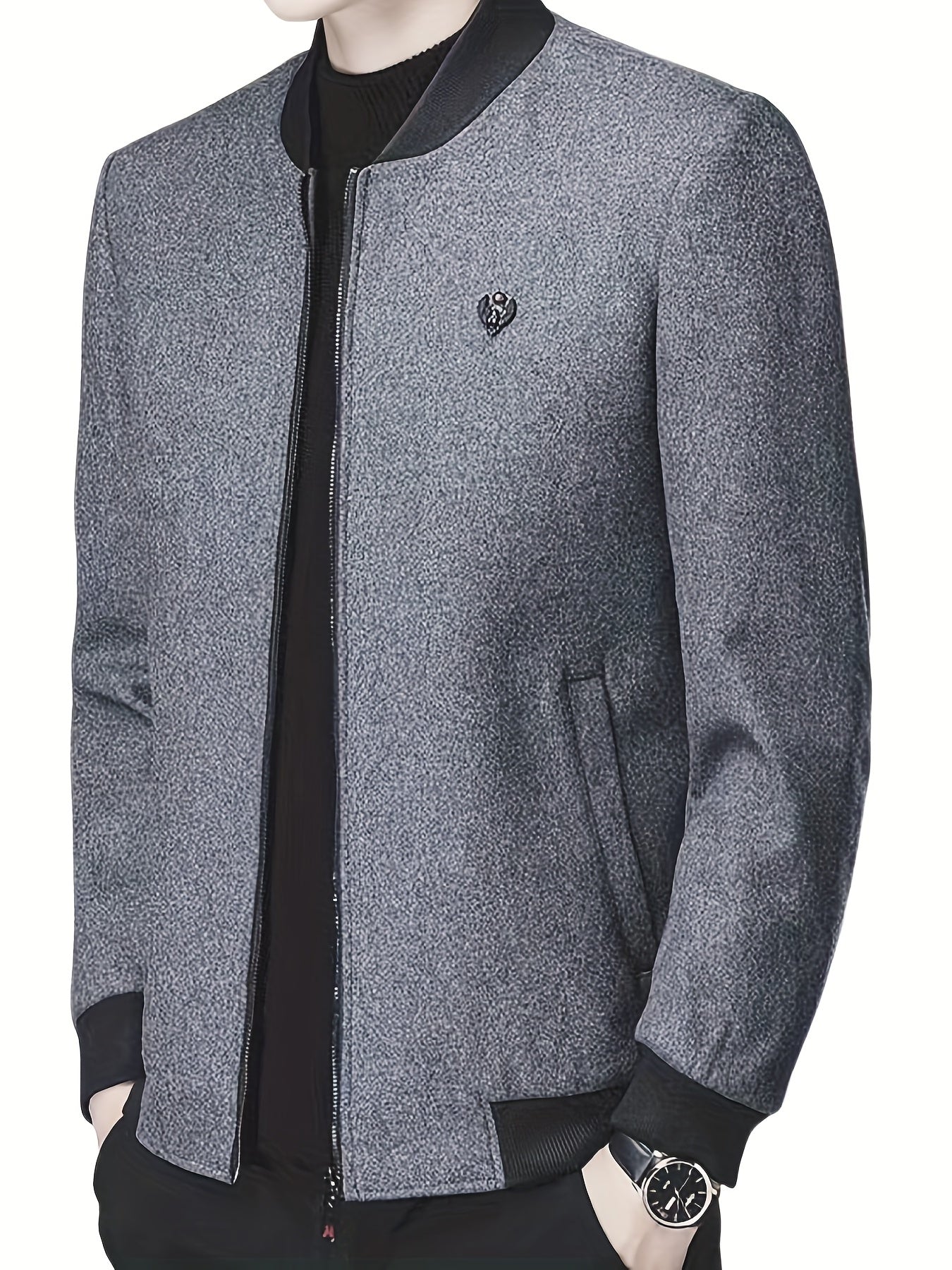 Men's Woolen Coat Casual Long Sleeve Cotton Thickened Jacket