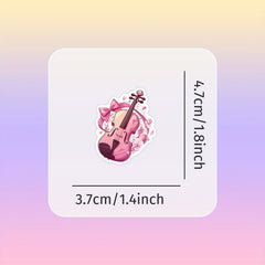 55pcs Vintage Violin Stickers Waterproof Vinyl Decals Self Adhe...