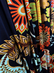  Paisley Print V Neck Stretch Jumpsuit