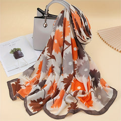 Boho Flower Print Scarf Double Shawl Classic Head Wrap