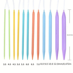 12pcs Soft Plastic Tube Round Knitting Needle Set 3.5mm-12mm Random Needle Croch