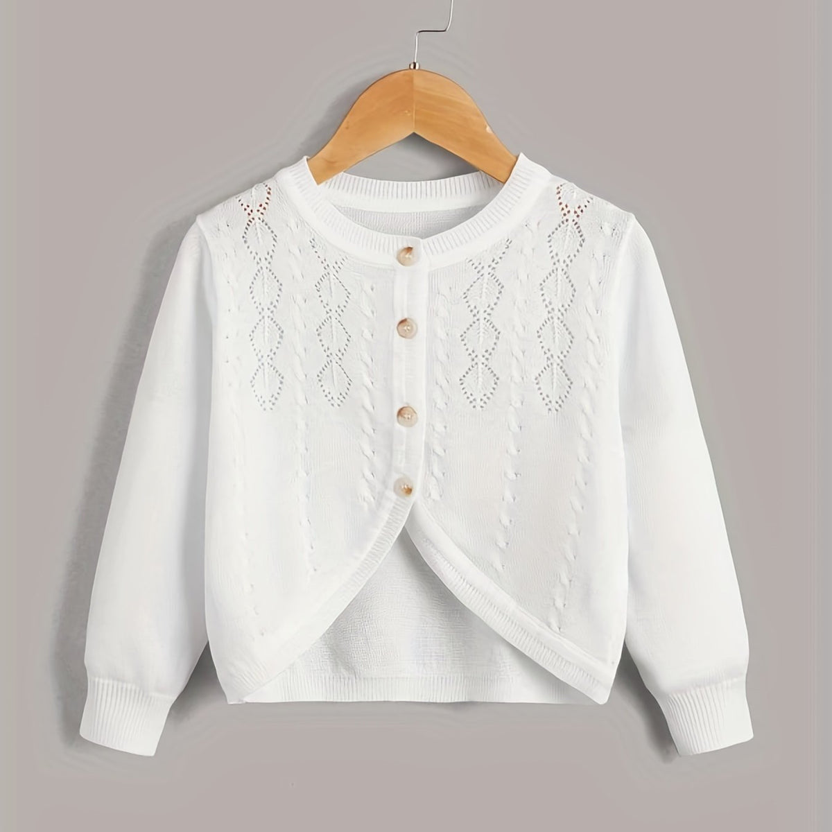 Toddler Girls Knitted Short Cardigan Button Down Plain Thin Knit Top