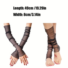 Sparkly Ruffle Sleeve UV Protection Gloves for Women