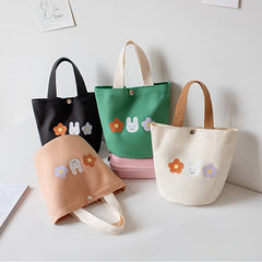 Flower Pattern Canvas Lunch Bag for Work & School