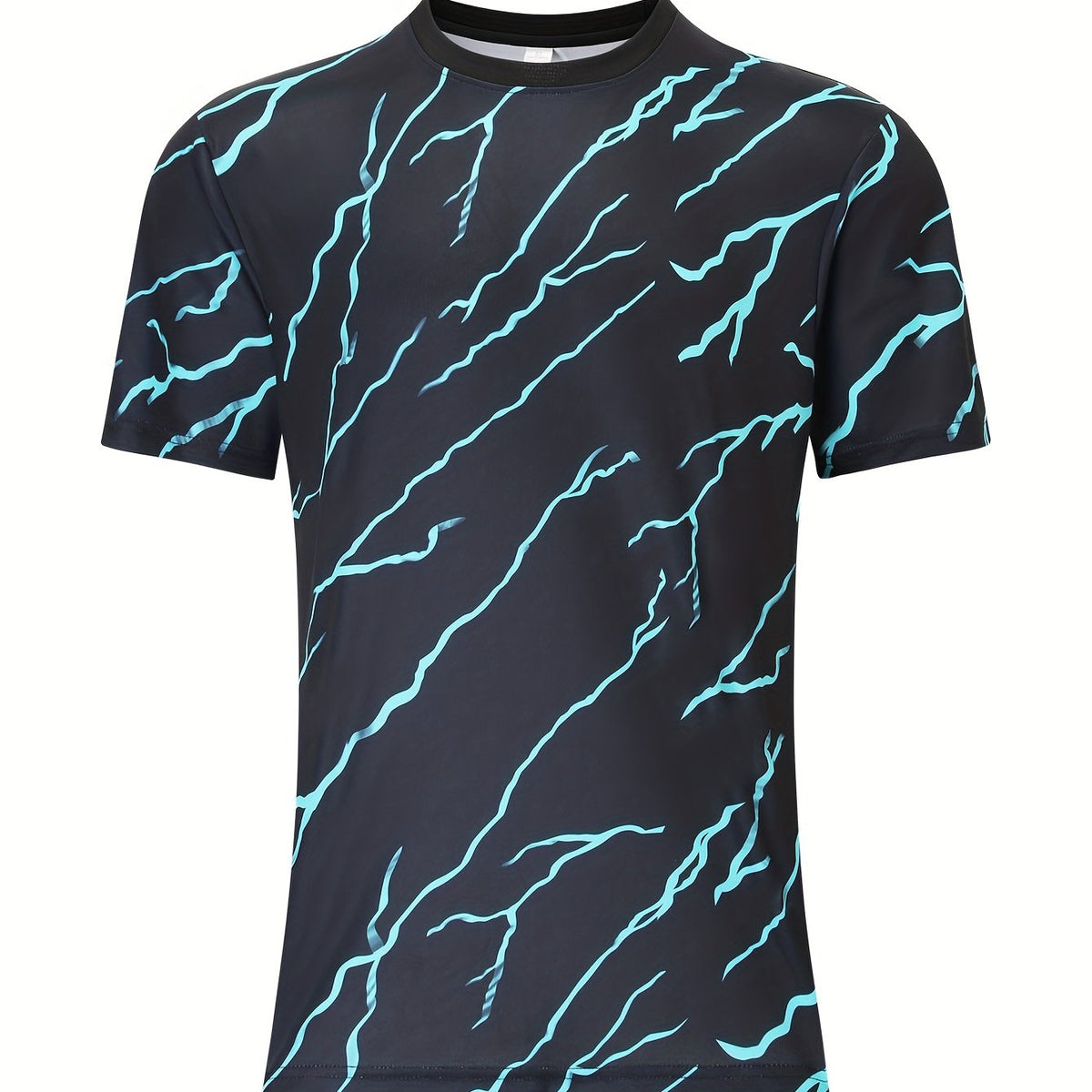 Men's Lightning Pattern Sports T-shirt Round Neck Tee Shirt