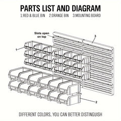 30pcs Wall Mounted Parts Box Storage Container Garage Nuts Bolts Organizer