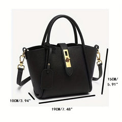 Classic Crossbody Bag Turn Lock Shoulder Bag Solid Minimalist Satchel Bag