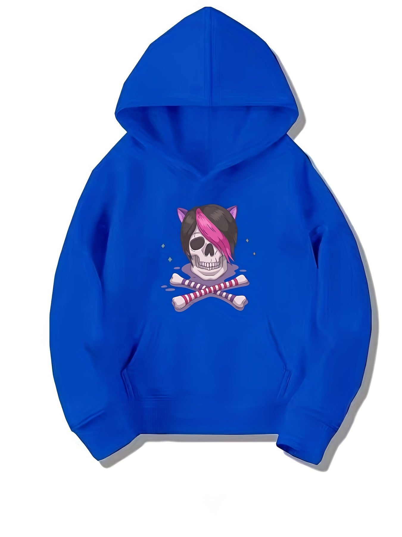 Skull & Bones Pattern Smart Hoodie Girls Halloween Party Top Pullovers