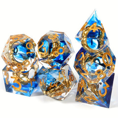 7pcs Sharp Edge Quicksand Eyeball Polyhedral Dice Set for Cosplay Games