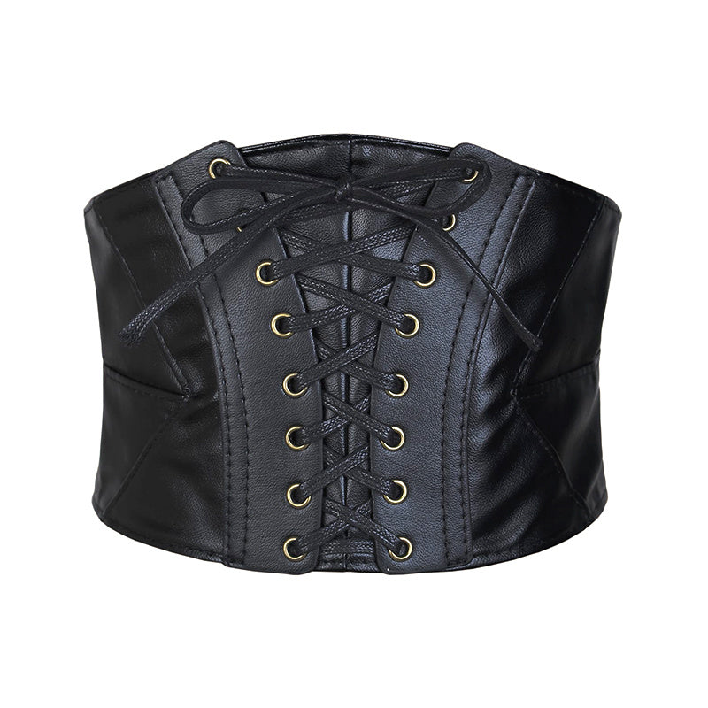 Womens Lace Up Corset Belt Wide Elastic Waist Belt