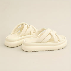 Women's Cross Strap Platform Slides Sandals Open Toe Thick Bottom