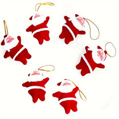 6pcs Mini Old Man Pendant Christmas Tree Decoration Golden Powder Christmas Doll