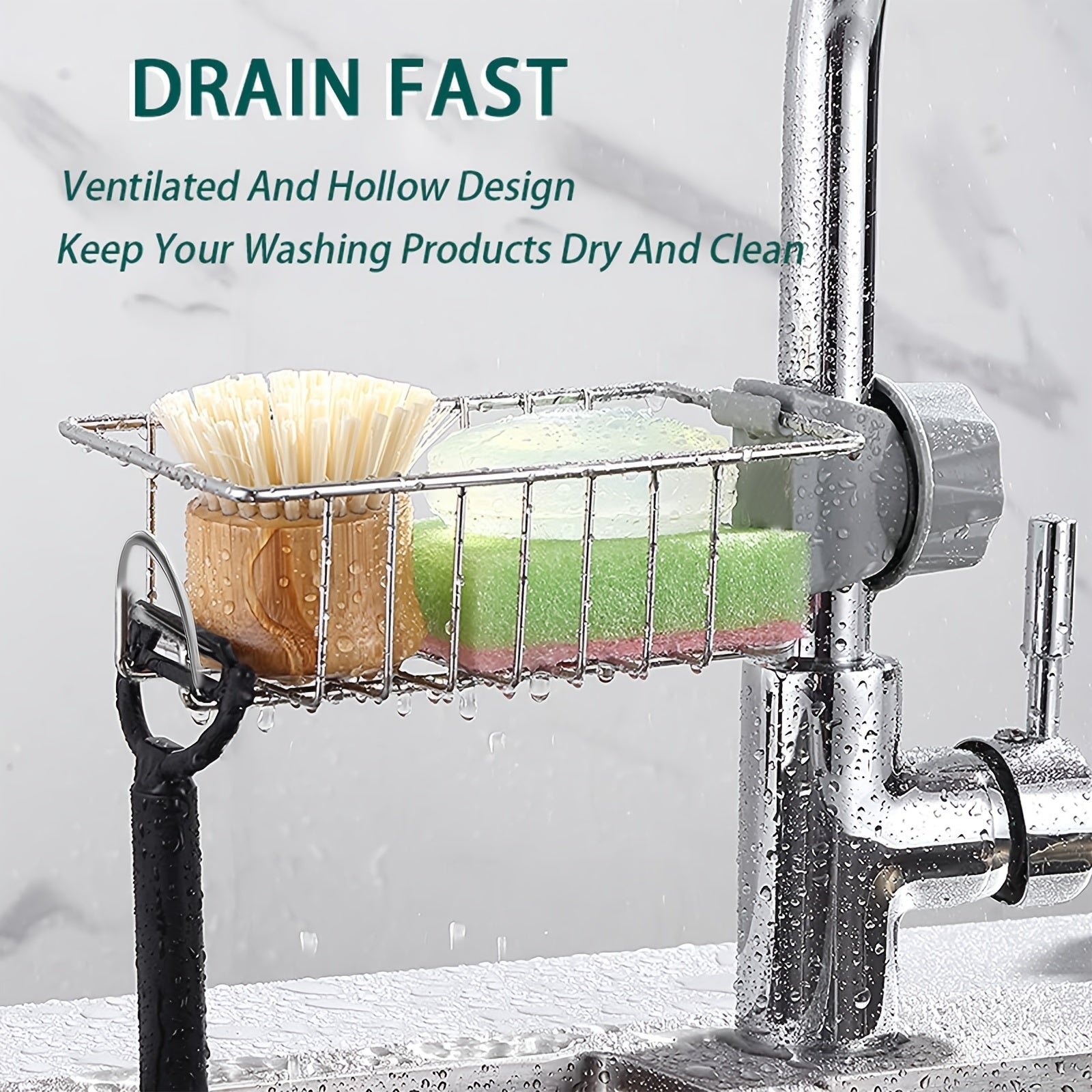 Kitchen Faucet Rack Sponge Holder Sink Caddy Organizer Hanging Caddy