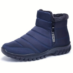 Men's Zipper Snow Boots Waterproof Non Slip Hiking Shoes