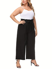  Women's Wide Leg High Waist Paperbag Pants