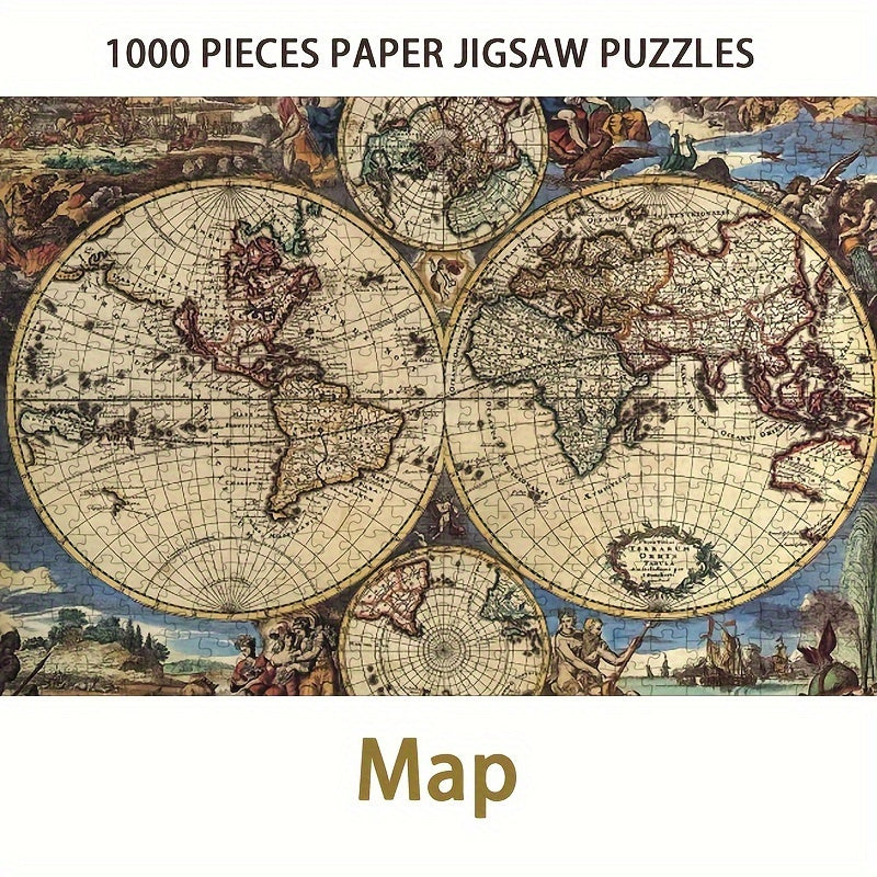 1000pcs Ancient Map & Famous Paintings Puzzle World Map for History Buffs