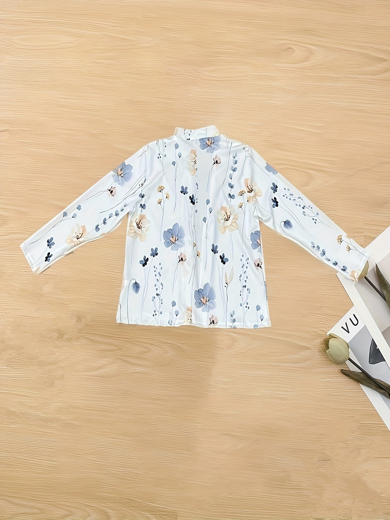  Floral Print Long Sleeve Blazer