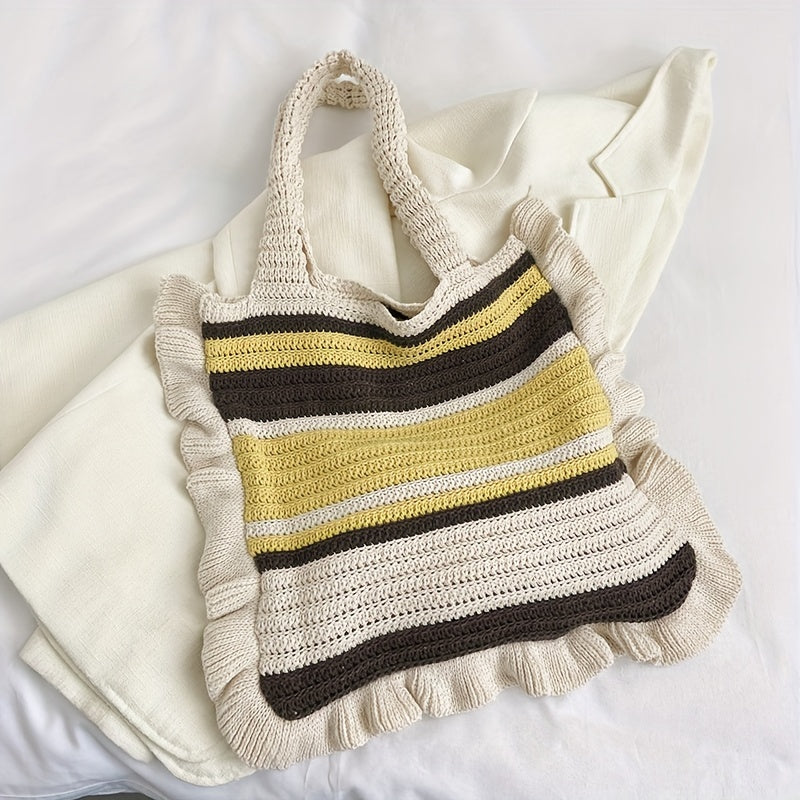 Boho Style Knitted Tote Bag for Women