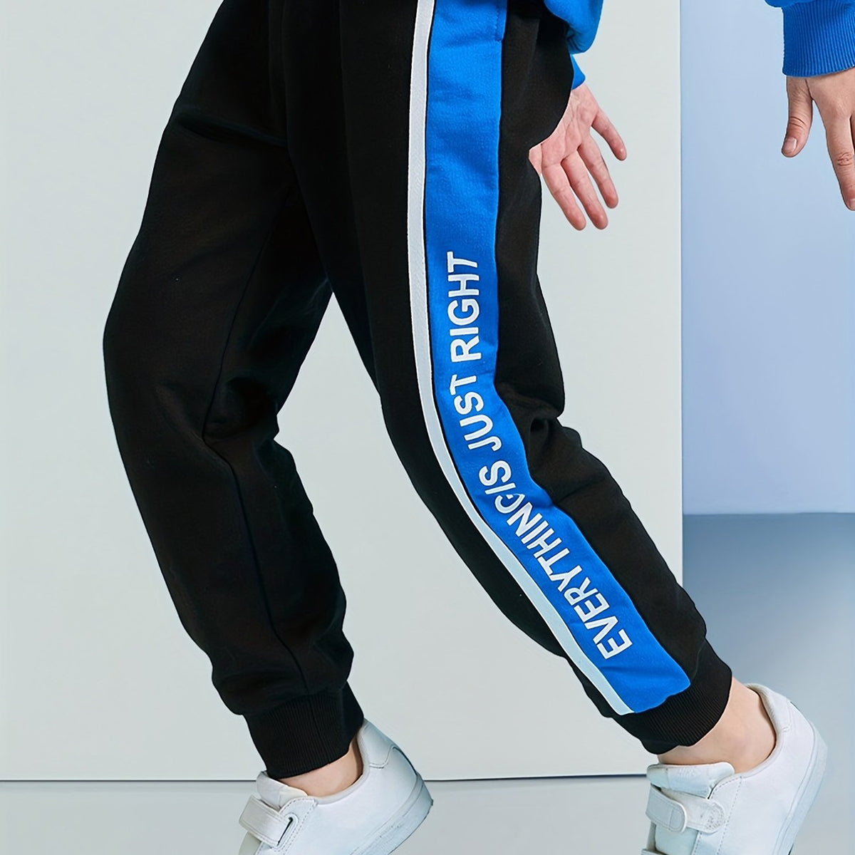 JUST RIGHT Letter Print Boys Active Sweatpants Comfortable Joggers