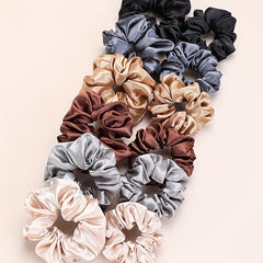 12pcs Mixed Satin Hair Tie Elastic Scrunchie Hair Rope Accessory