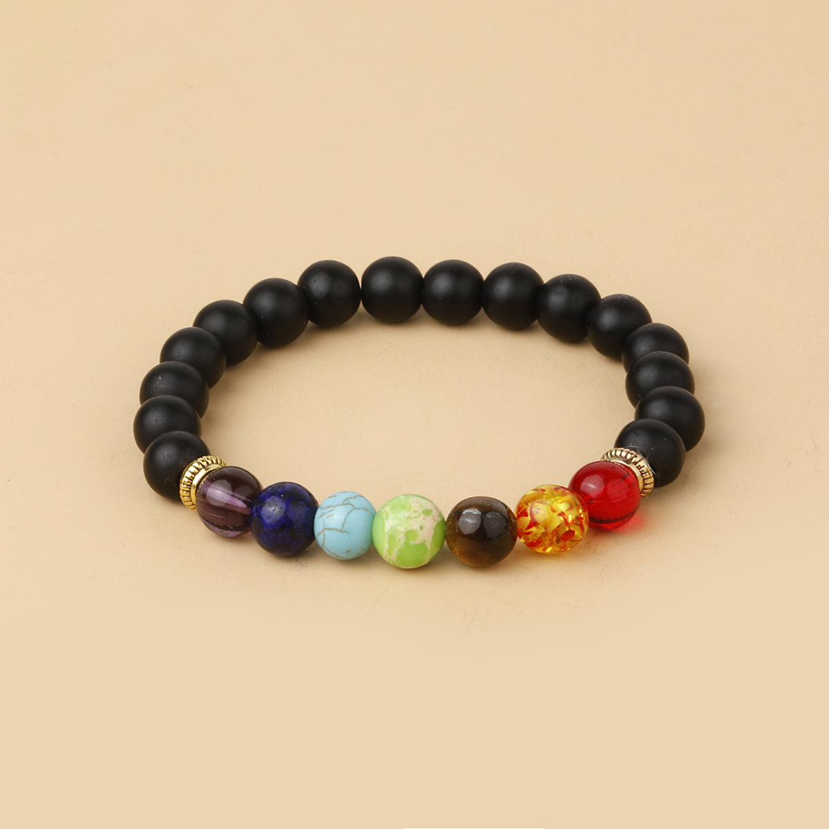 7 Chakra Stone Bead Bracelet Tiger Eye Yoga Balance Men Buddha Jewelry