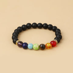 7 Chakra Stone Bead Bracelet Tiger Eye Yoga Balance Men Buddha Jewelry