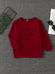 I LOVE MY GRANDMA Letter Print Boys Sweatshirt