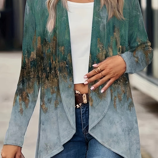  Marble Print Long Sleeve Cardigan