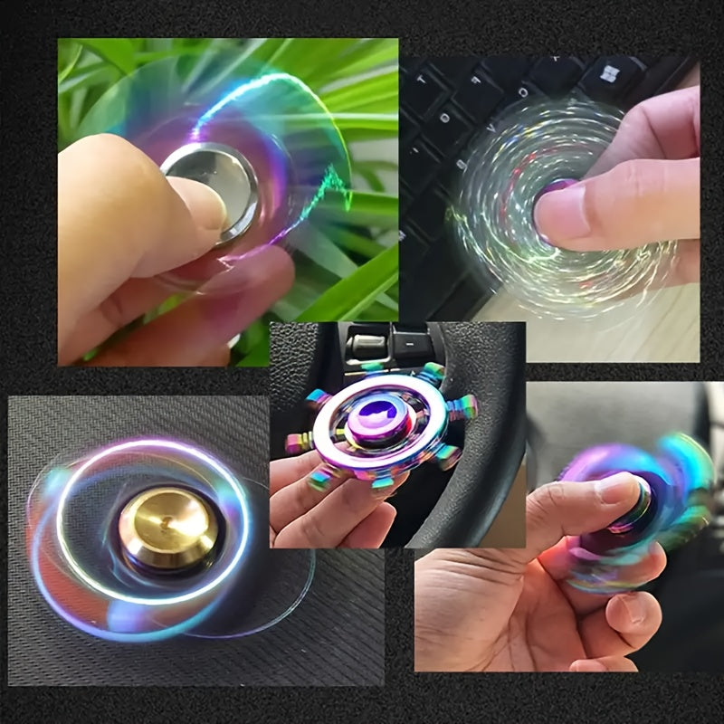 Metal Flower Fidget Spinner Purple & Pink Floral Smooth Rotating Toy