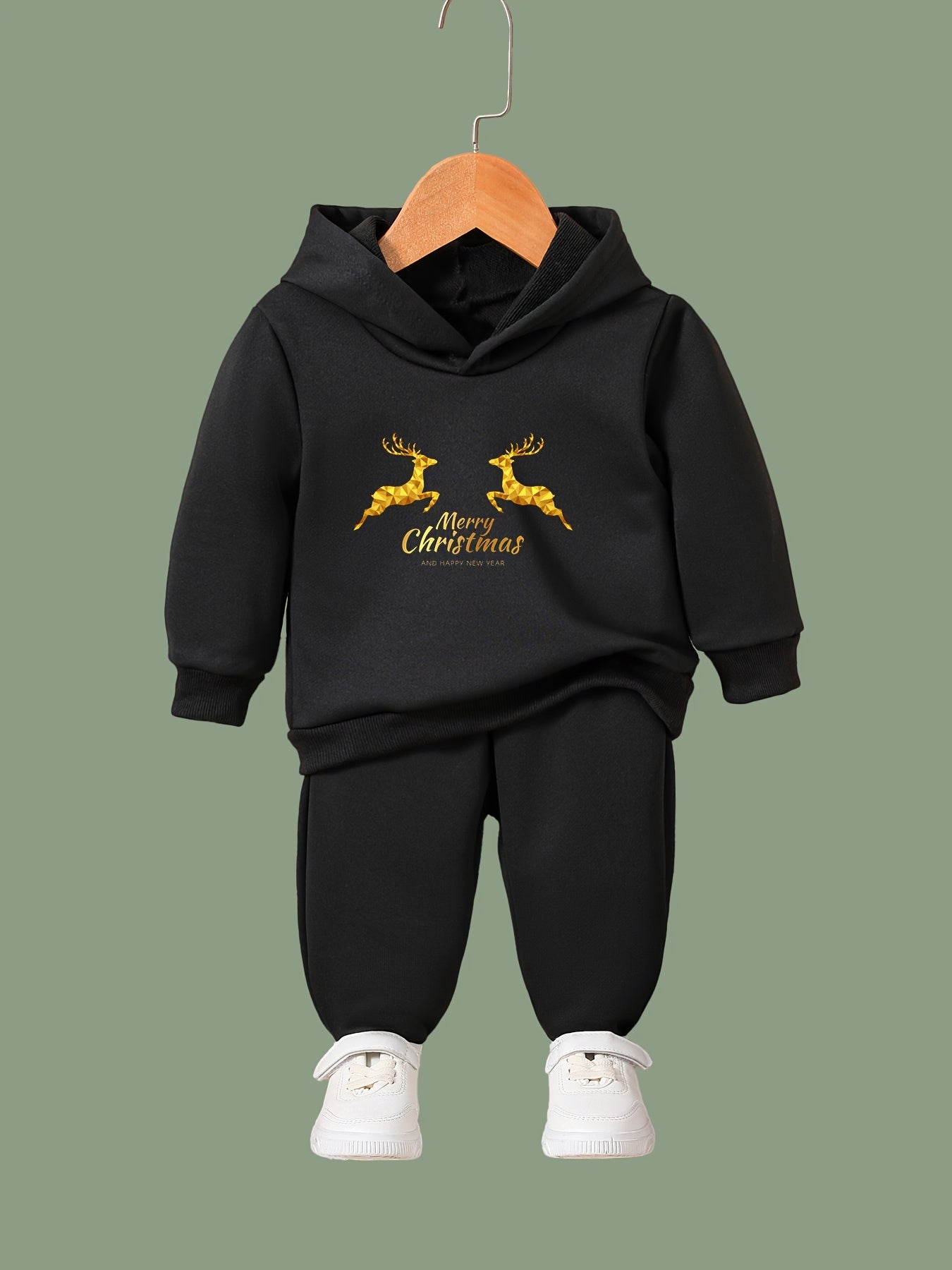 Girls 2pc Cartoon Hooded Sweatshirt & Solid Sweatpants Set