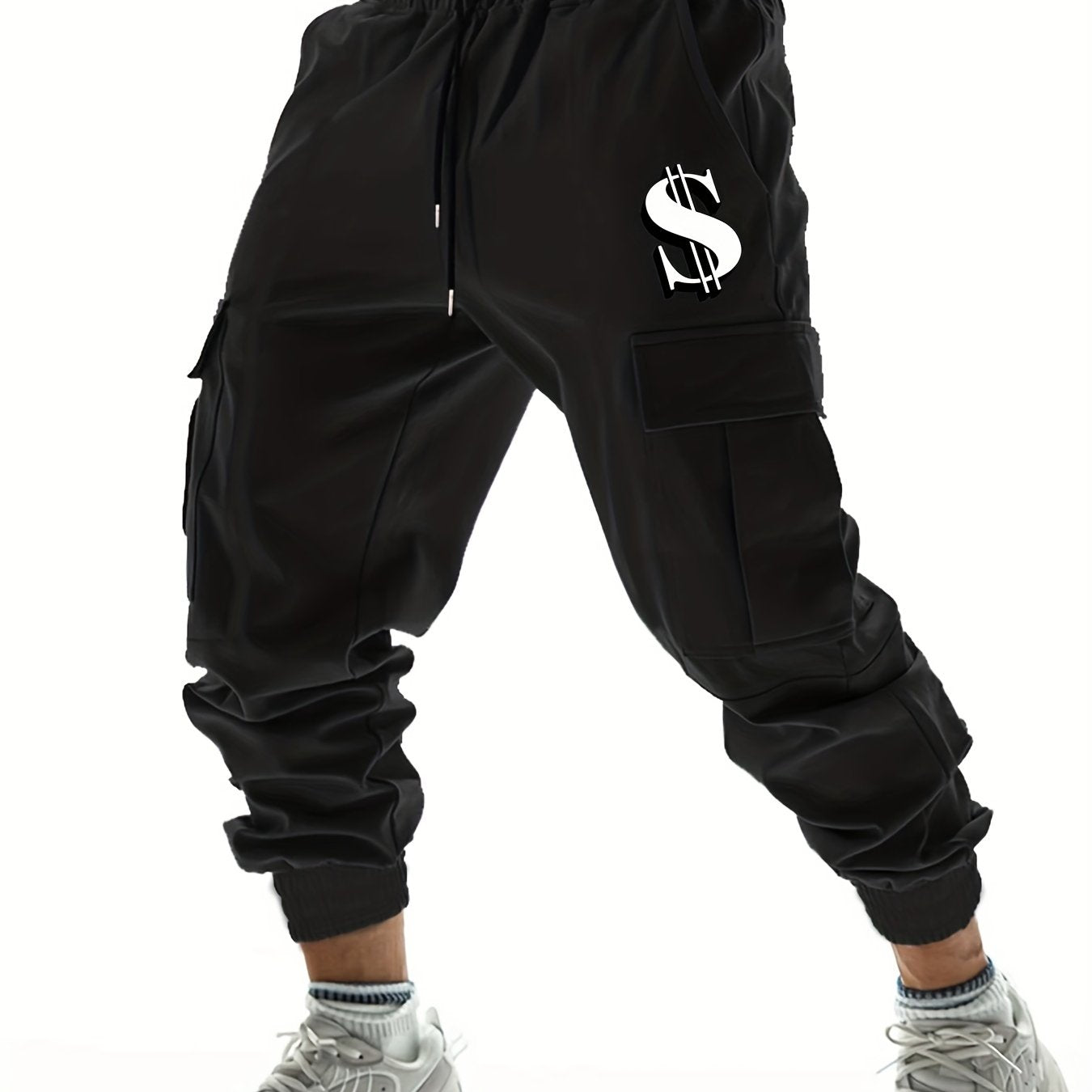 Men's Cargo Pants Comfortable Casual Joggers with Pockets Drawstring Waist