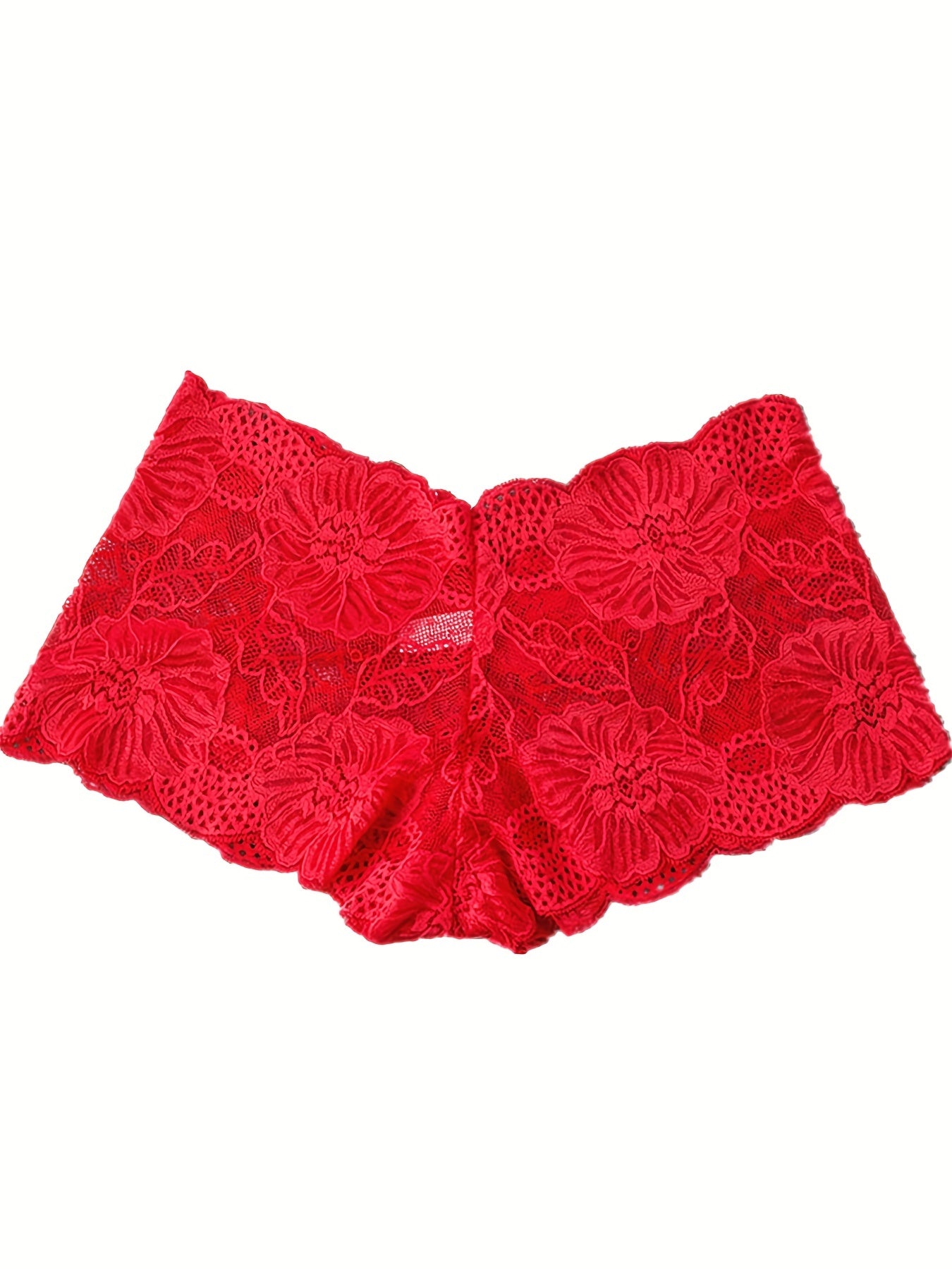 5pcs Floral Lace Boyshort Panties Soft & Breathable Women's Lingerie