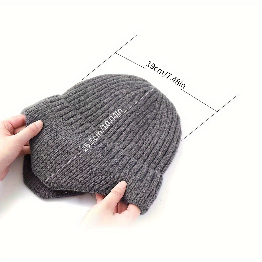 Men's Ear Protection Knit Hat, Velvet Beanie Hat for Outdoor Activities