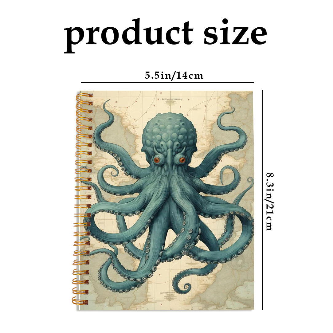 Octopus Painting Notebook 13x21cm Spiral Bound Diary with 50 Pages