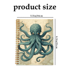 Octopus Painting Notebook 13x21cm Spiral Bound Diary with 50 Pages