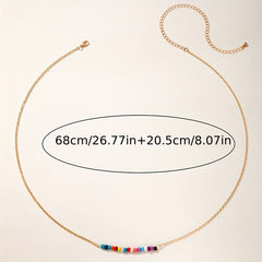 Colorful Beaded Golden Metal Belly Chain Waistband for Women