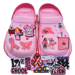 33pcs Cartoon Pink Clog Sandal Decorations Shoe Charms for Kids & Adults