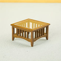 Dollhouse Coffee Table, Yellow Wood & Accessory, 1:12 Scale