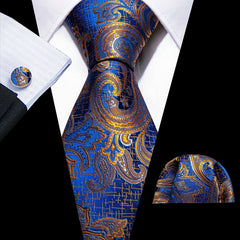 Barry Wang Men's Tie Dark Jacquard Paisley Set