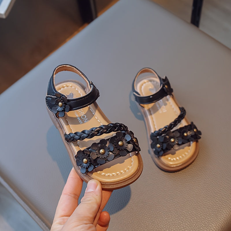 Flower Decor Open Toe Sandals For Girls