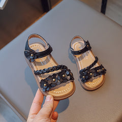 Flower Decor Open Toe Sandals For Girls