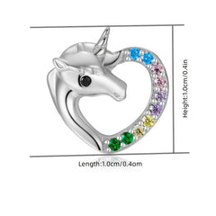 925 Silver Unicorn Pendant Earrings with Colorful Zircon