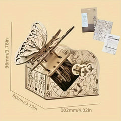 3D Butterfly Box Puzzle with Gear Mechanism