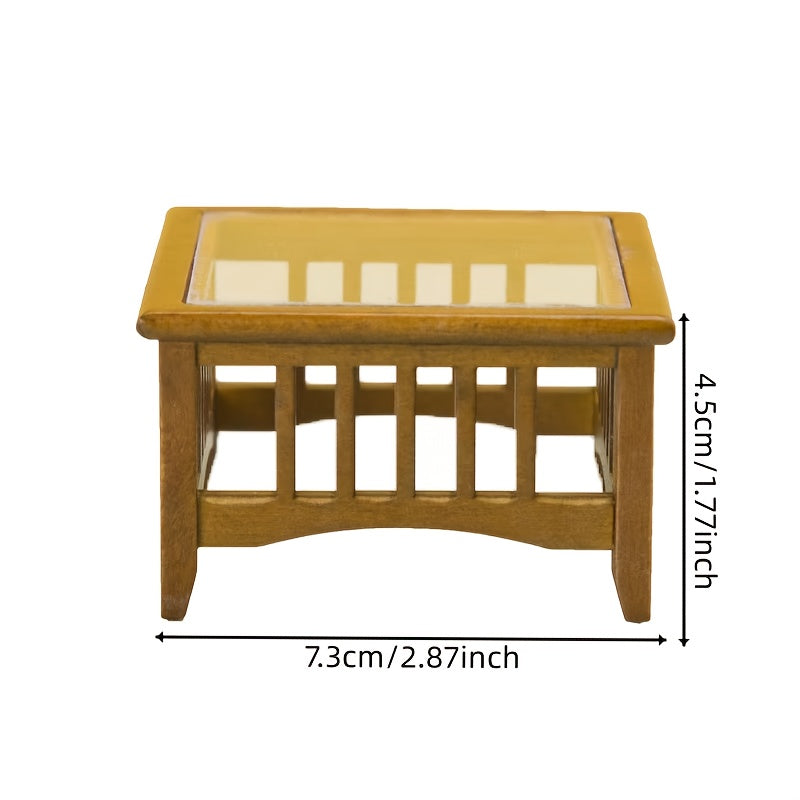 Dollhouse Coffee Table, Yellow Wood & Accessory, 1:12 Scale