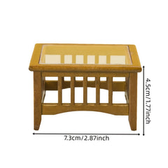 Dollhouse Coffee Table, Yellow Wood & Accessory, 1:12 Scale