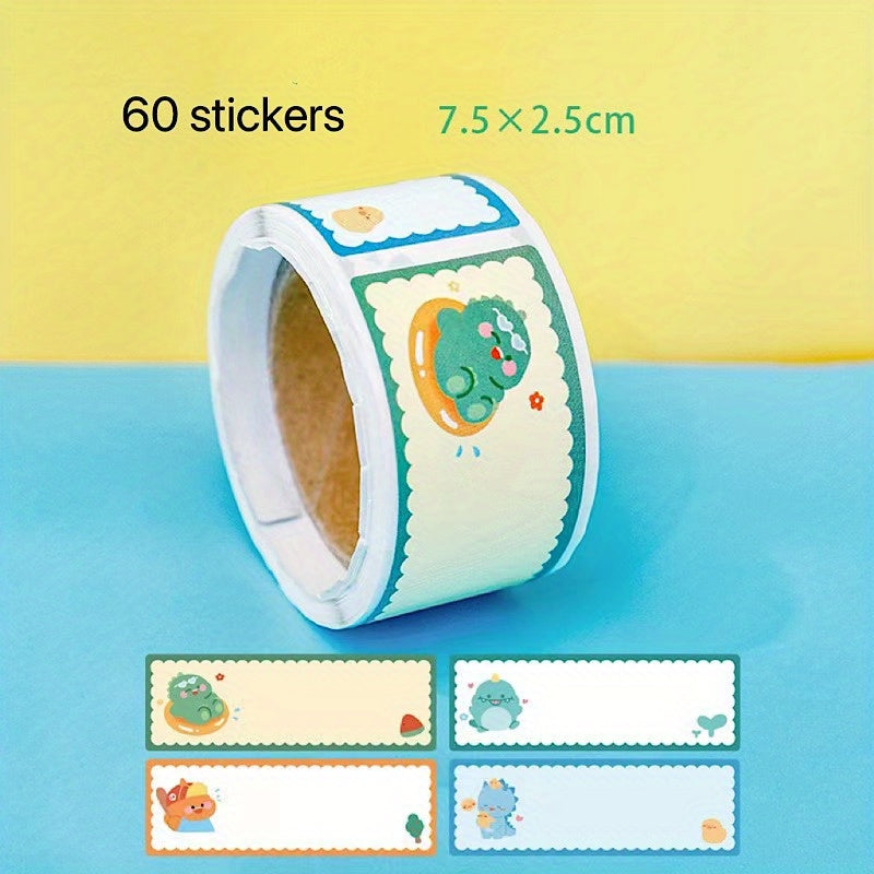 60 Cartoon Name Stickers for Students Take Notes Write Names & Leave Messages