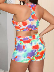  Tie Dye Tank Top & Shorts Bikini Set